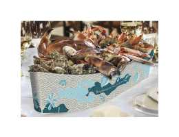 Grande barque bois imprimée "Mon plateau de fruits de mer",59.7x23x9.2 cm