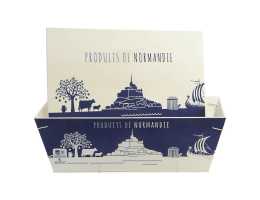 Panier bois imprimé "Produits de Normandie" - 29.5x19.5x9.2 cm avec son couvercle.