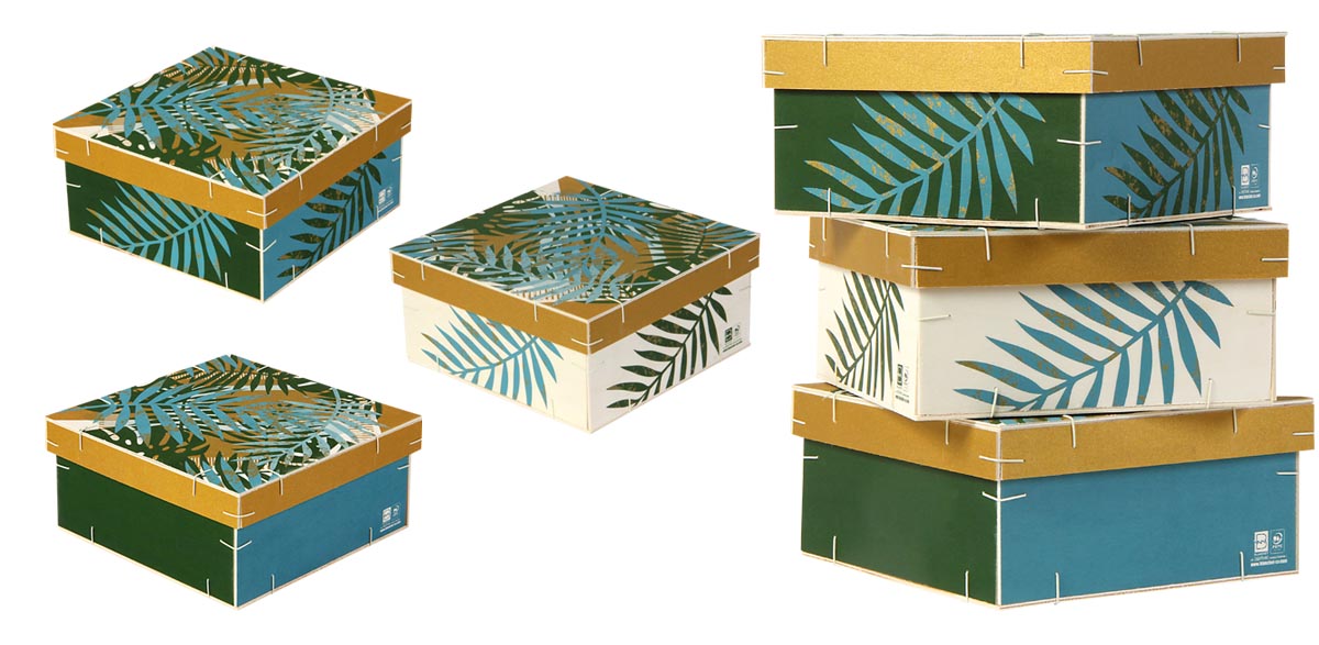 boîtes carrées en bois avec couvercle coiffant