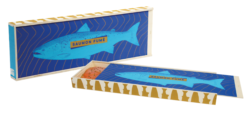 coffret en bois pour saumon fumé